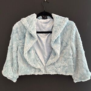 Women's Light Blue Faux Fur Jacket